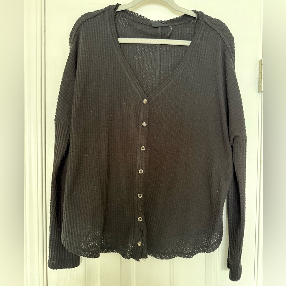 Urban Outfitters Black Ribbed Knit Cardigan